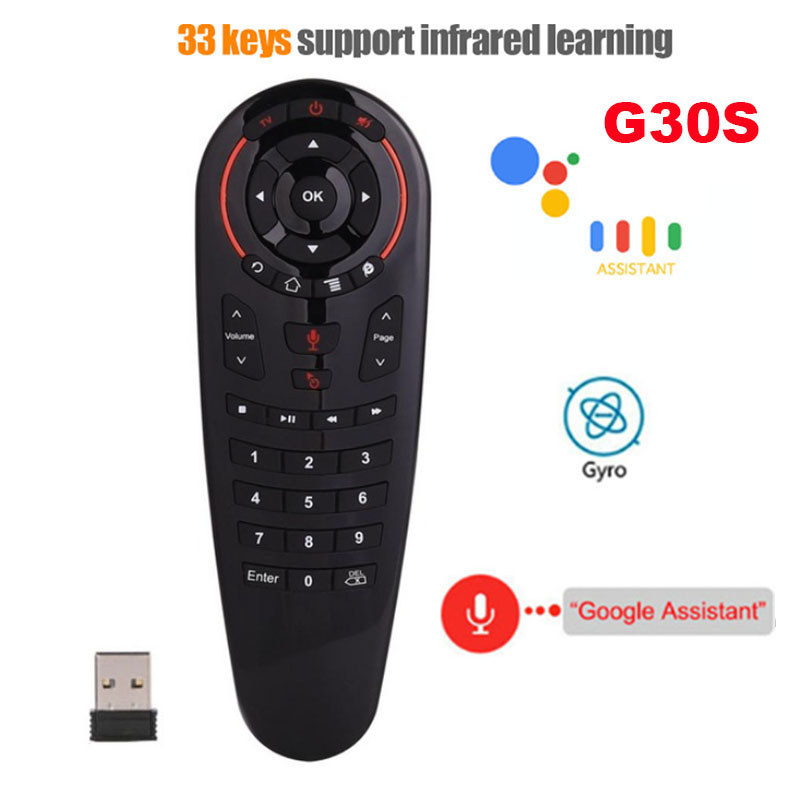G30S Voice Air Mouse 33 keys IR learning 2.4G Wireless Remote control Smart Voice for android tv box