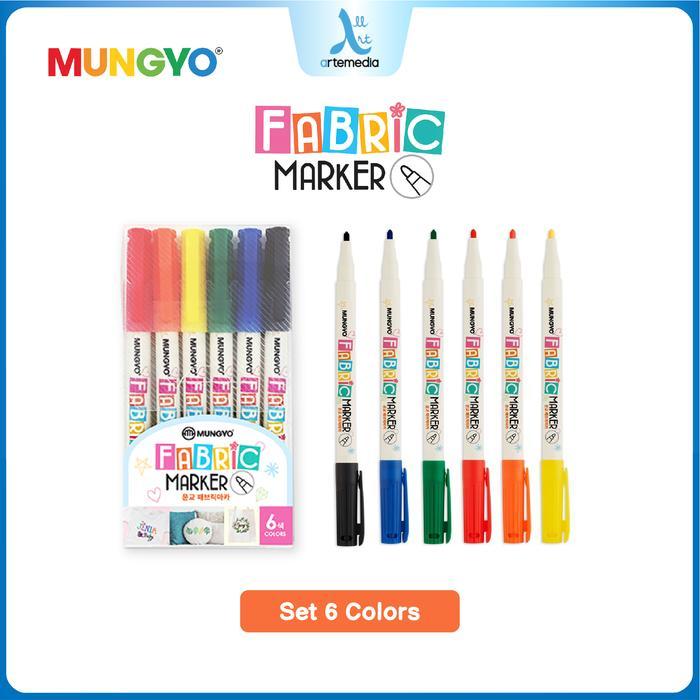 Mungyo Fabric Marker Permanent Spidol Kain - SET 6