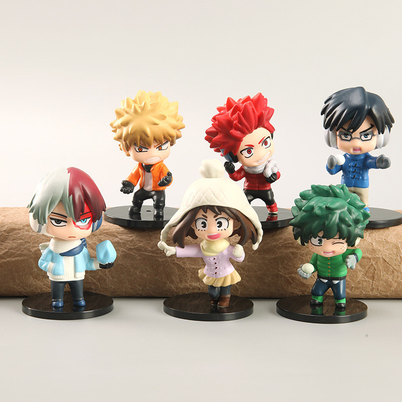 6 Styles My Hero Academia Cartoon Anime Figure Deku Bakugo Katsuki Shoto Todoroki Cute Doll Cake Dec