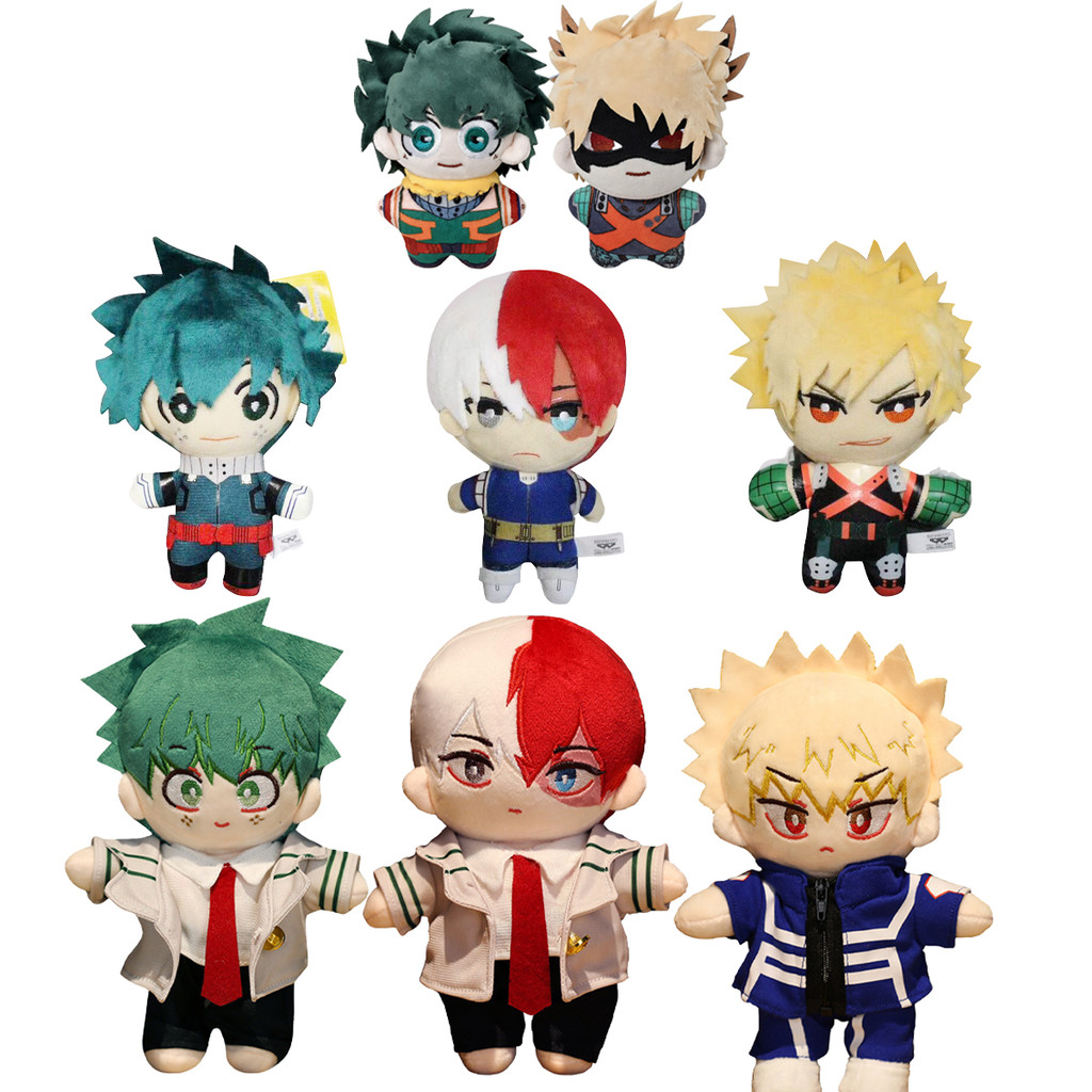 Anime MHA figure Izuku Midoriya Katsuki Bakugou Shoto Todoroki Plush Toys Soft Plush keyain Doll cut