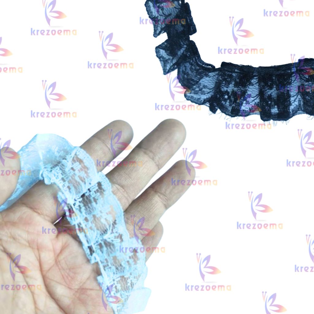 Renda air kerut aksesoris kain mukena, pakaian size 2cm per-meter