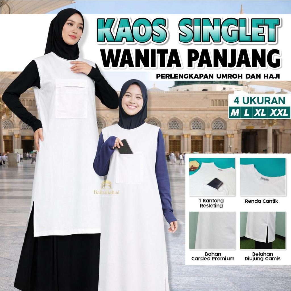 BAITULLAH.ID - Kaos Singlet Wanita Panjang Untuk Perlengkapan Umroh dan Haji Bahan Carded Premium De