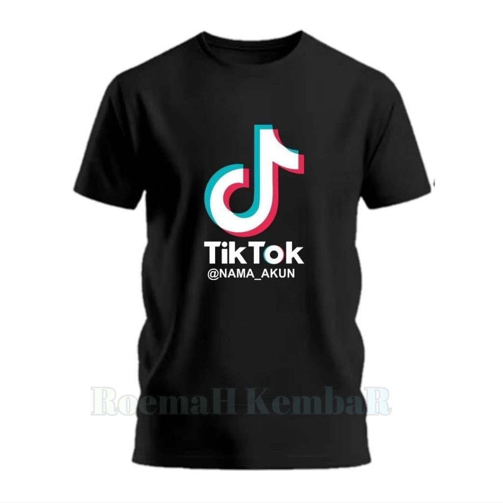 KAOS KONTEN KREATOR TIKTOKK LOGO BESAR DEPAN / BISA REQUEST NAMA AKUN KAMU / T-SHIRT BAJU KAOS TIK T