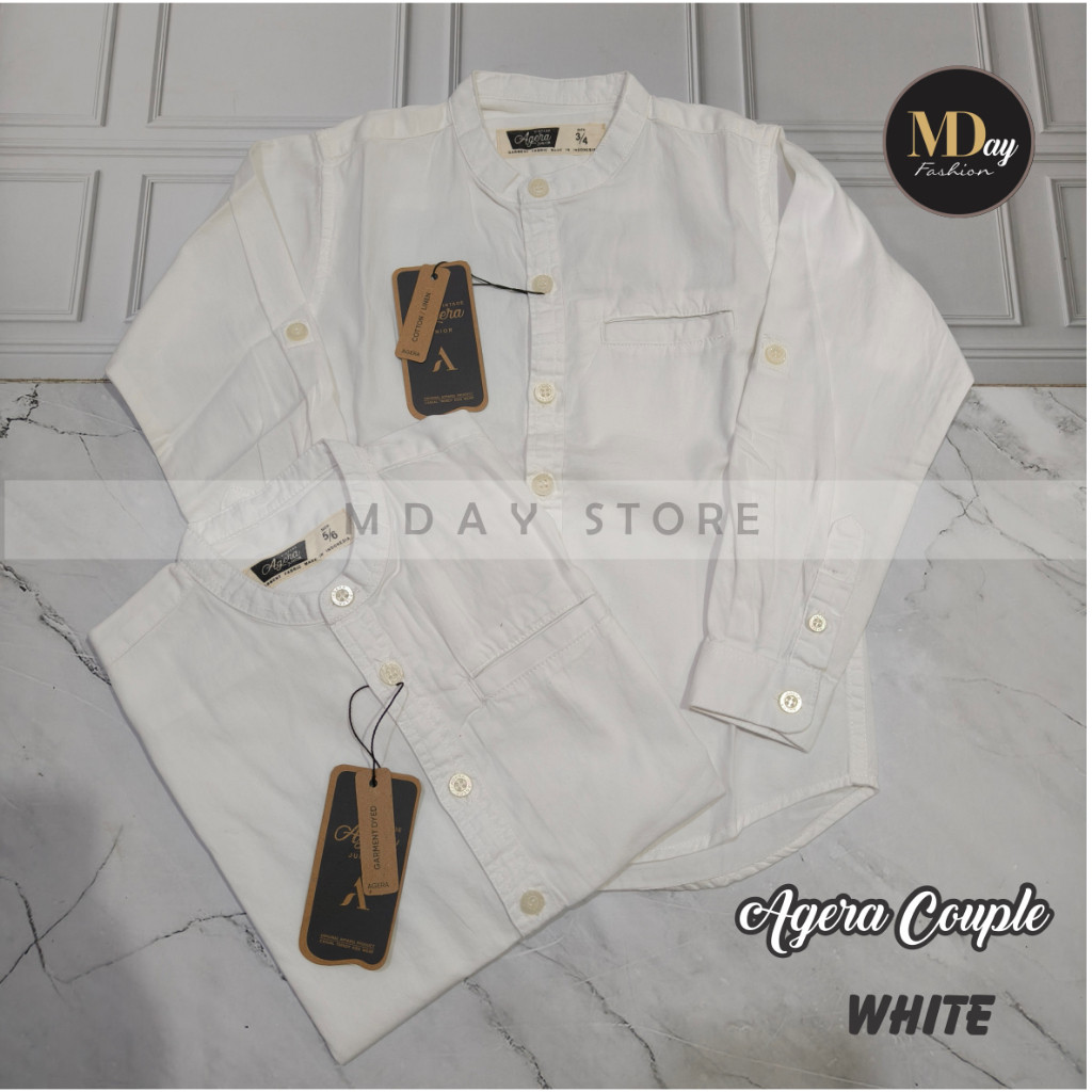 GARDESHOP.ID AGERA KEMEJA KOKO COUPLE AYAH ANAK SPESIAL PUTIH KATUN TWILL TERBARU