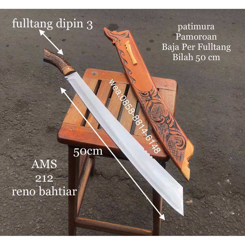 GOLOK PANJANG BAJA PER PATIMURA UKIR 65CM FULLTANK ASLI CIBATU