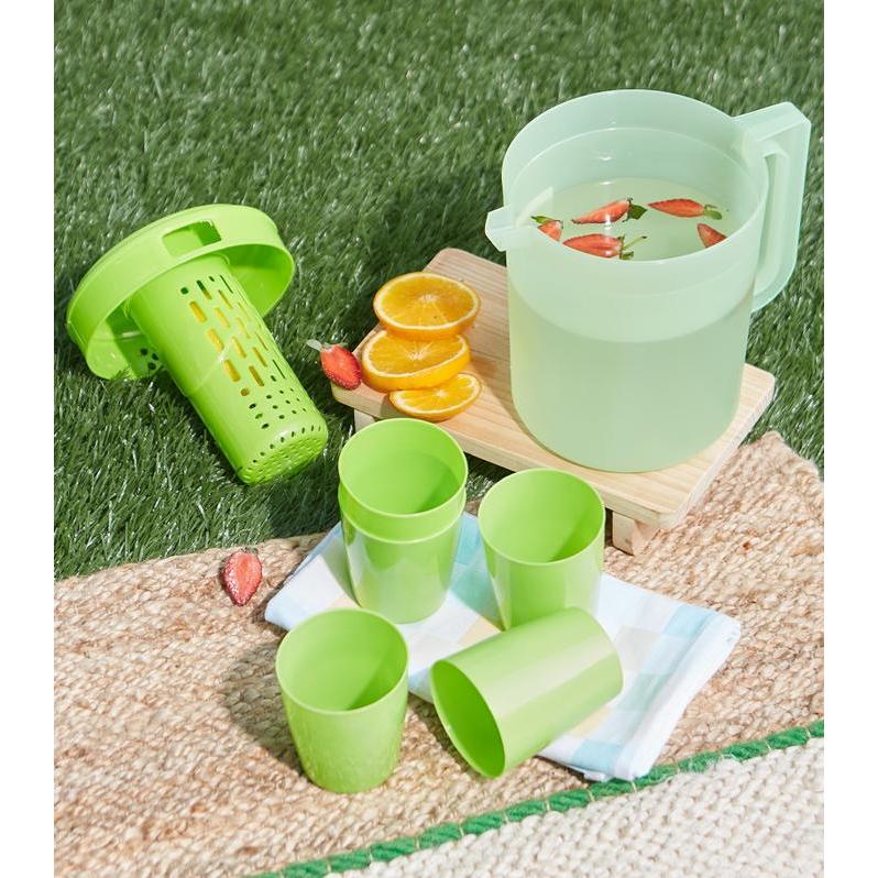(Luxe Kitchee) Annabelle Jug Infused Set Plus 5 Glass Hijau Lime