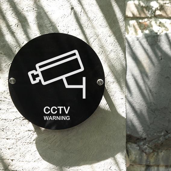 Sign CCTV Warning Akrilik Stiker + 1 Set Baut Stainless - INPI HOUSE - 20cm