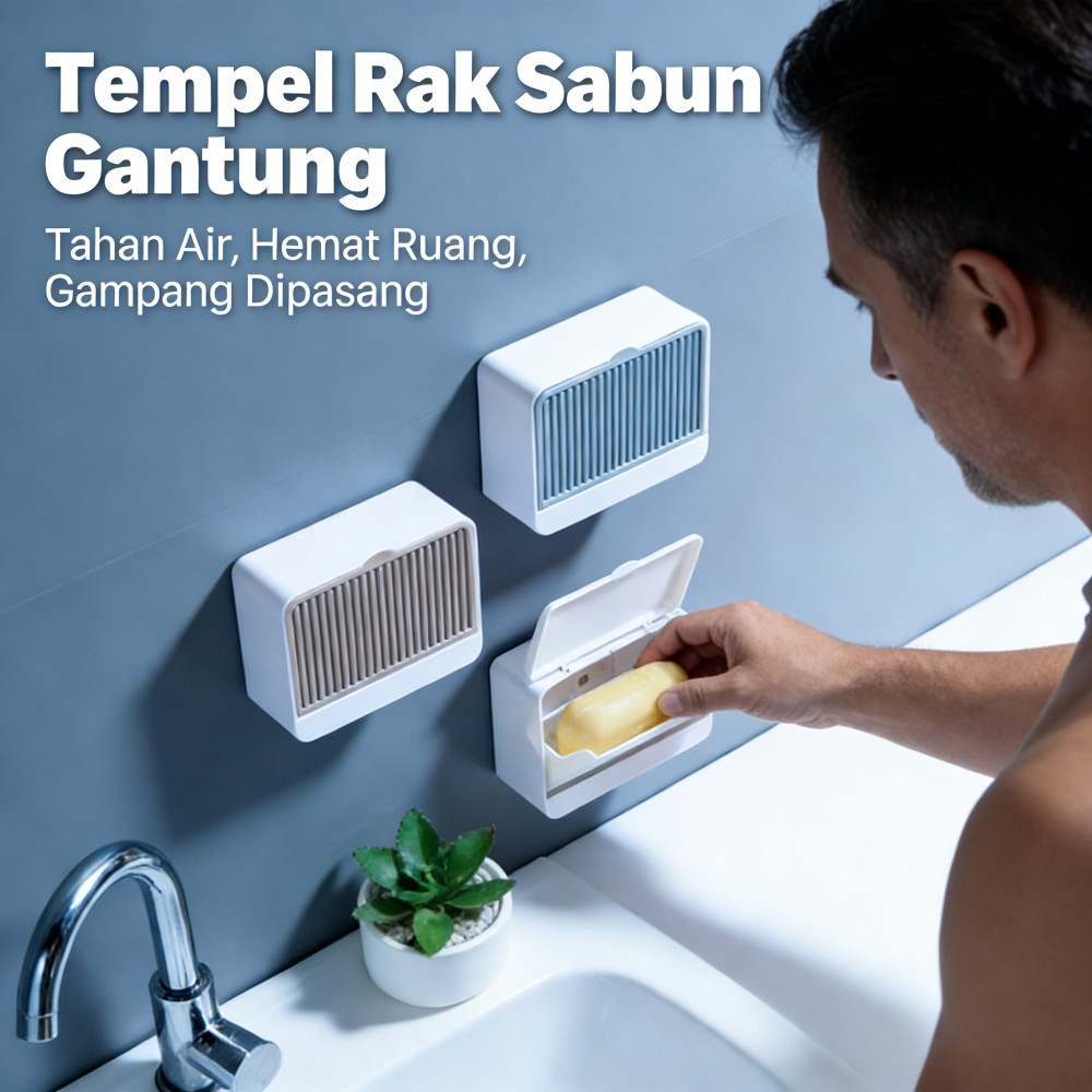 Tempel Gantung Rak Sabun Rak Tempat Plastik Tempel Rak Kamar Mandi Sabun