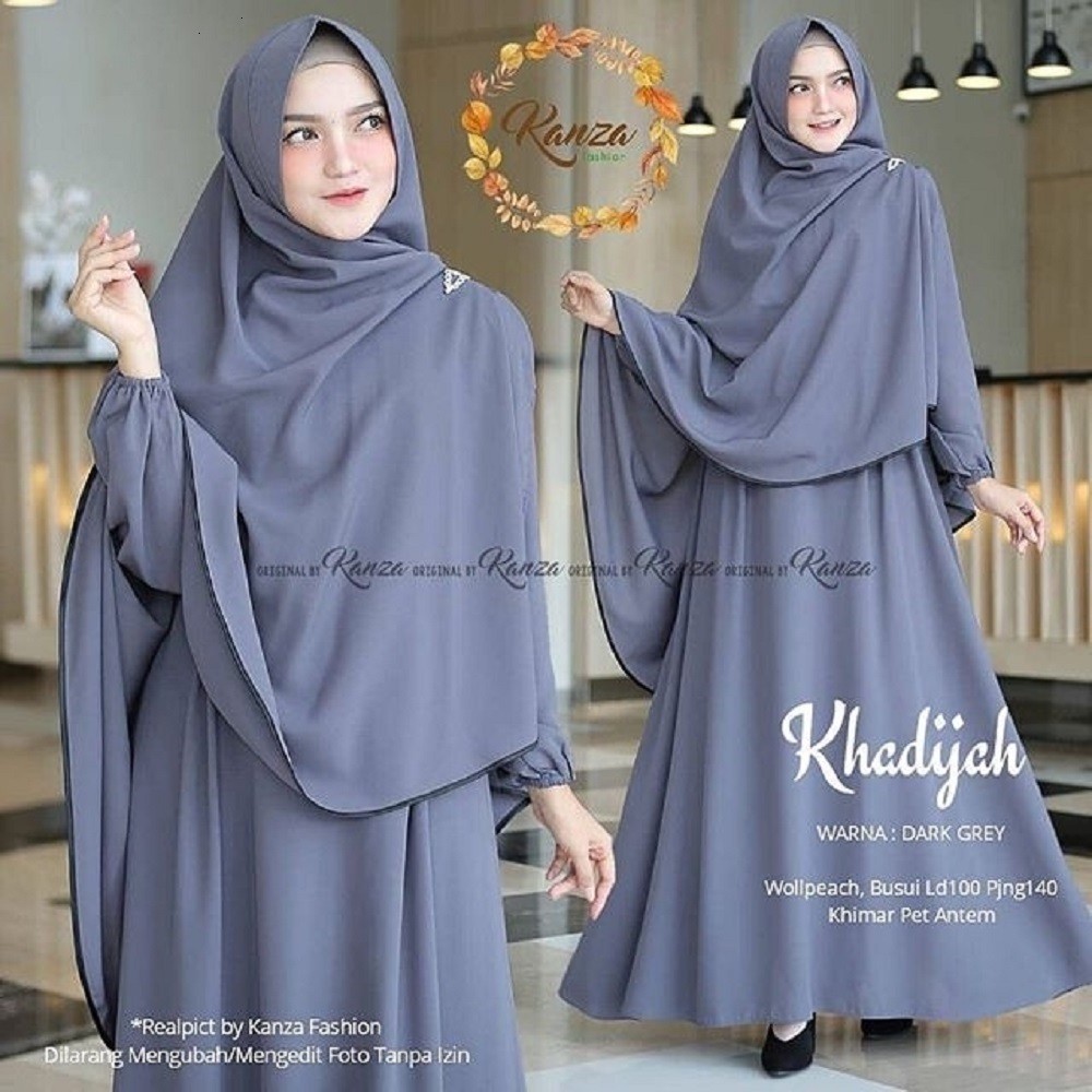 EZMOSHOP Terbaru Khadijah SyarI Set Hijab M L XL XXL 3XL Gamis Syar'i Set Hijab Terbaru 2026 Baju Pe