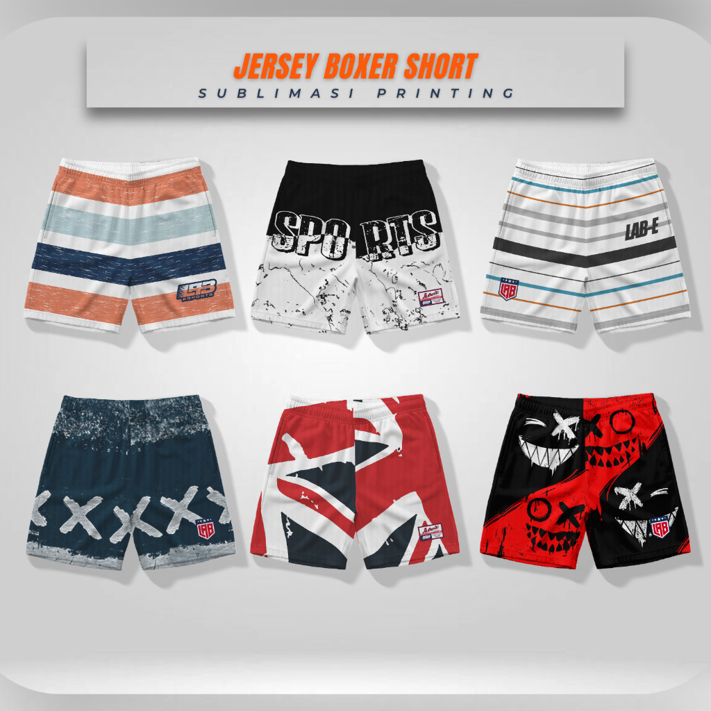DBM03 - Boxer jersey pria wanita XXL | Celana pendek printing sublim | Celana dalam kolor jumbo