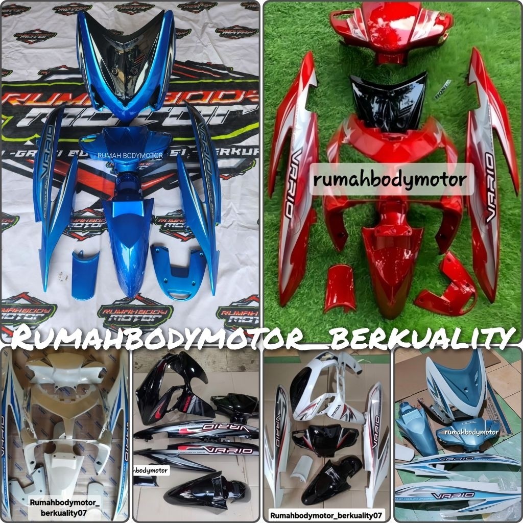 Cover Full Set Body Halus Honda Vario 110 Lama Karbu Merah,Biru,Putih All Warna Plus Striping