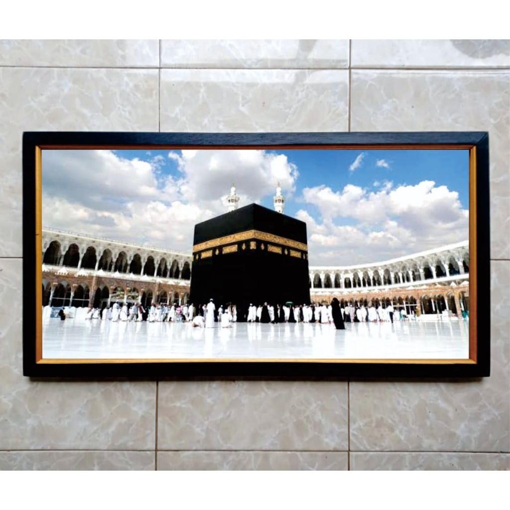 Huasan Dinding cetak Gambar Mekah Ka'bah plus Bingkai