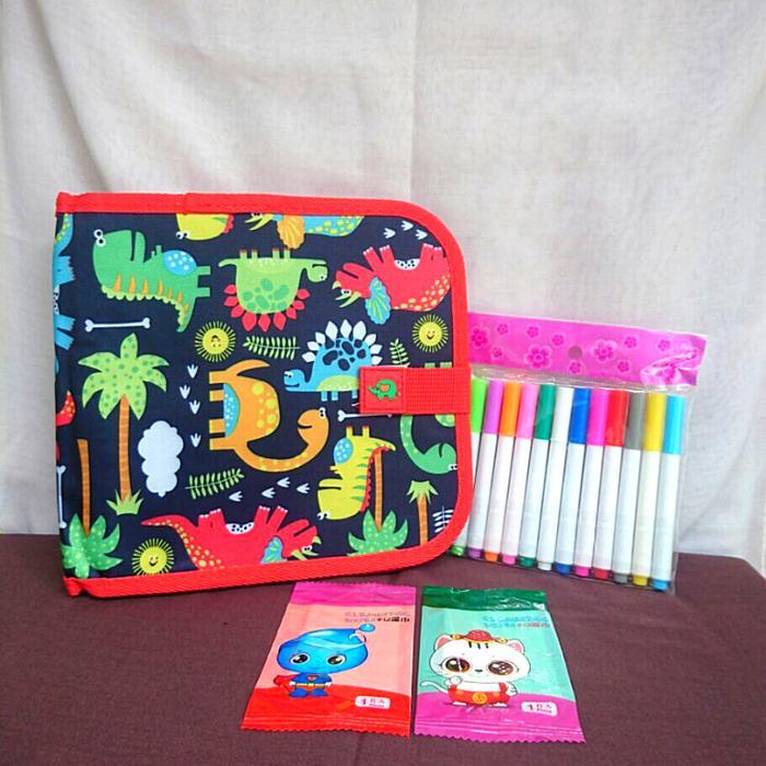 Mainan Edukasi Anak 6 Tahun Laki Laki PAUD TK Reusable Doodle Hijau - Dino Coco Merah