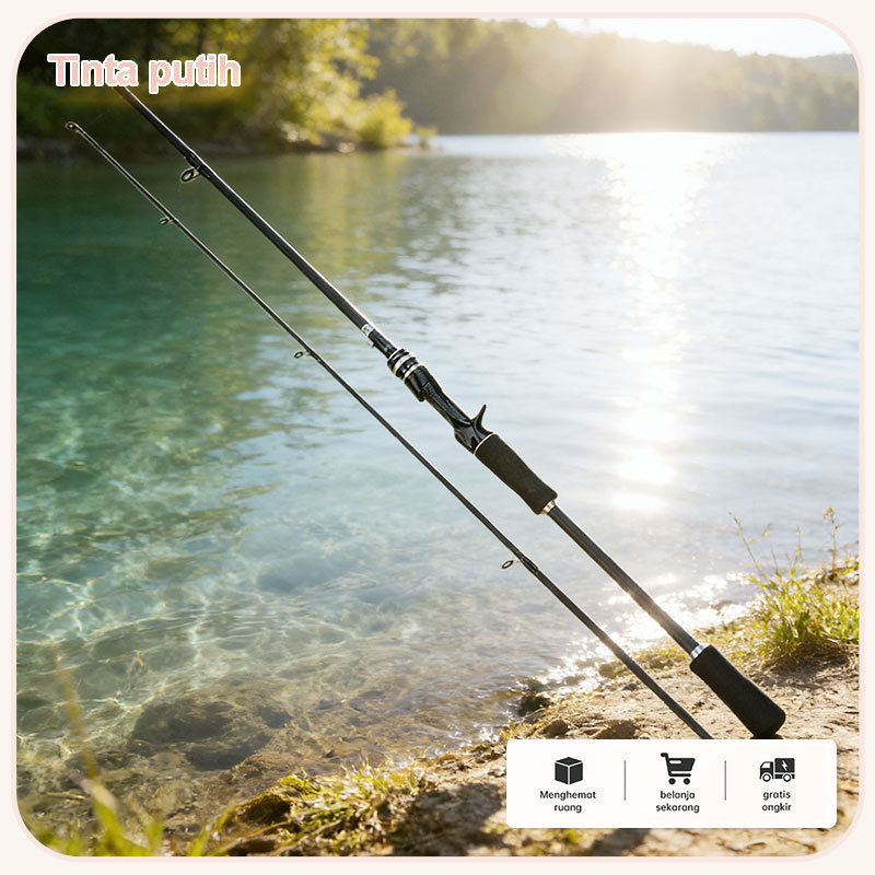 Joran pancing putar serat karbon dengan ujung ganda, joran casting ultra-kaku MH/H, joran laut, ring