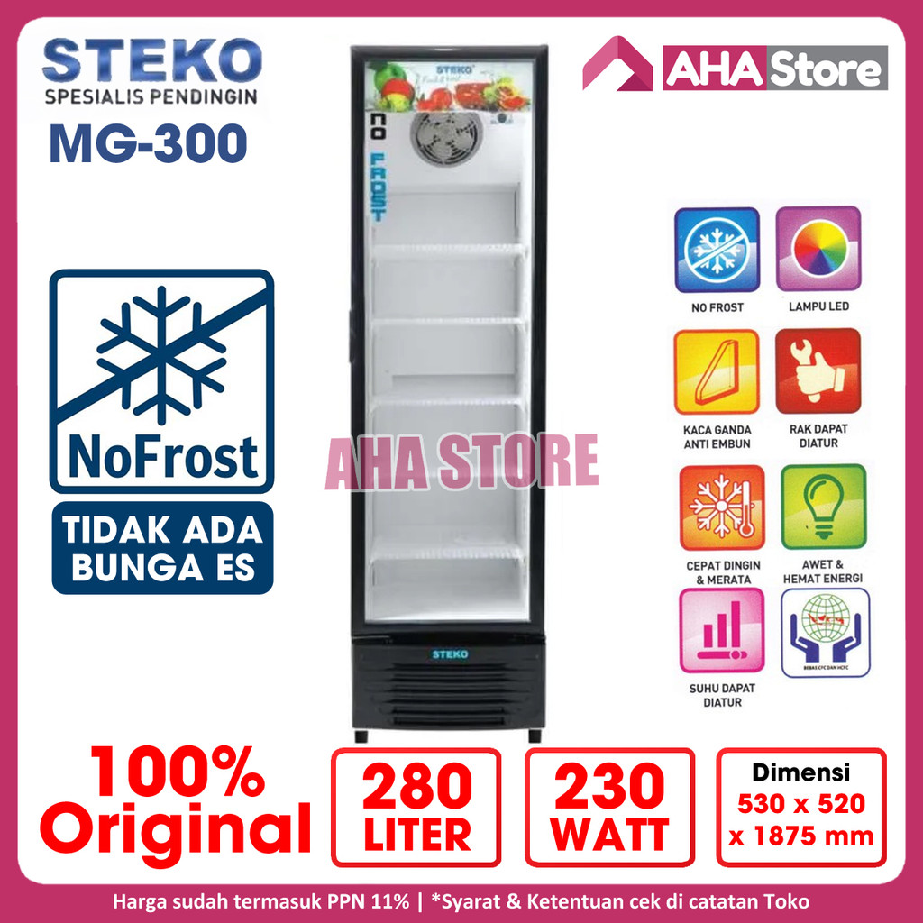Steko Showcase Kulkas Display Chiller 280 Liter MG-300 MG300