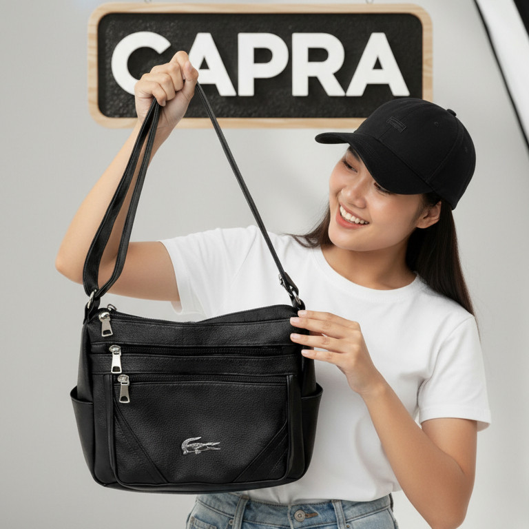 Tas Selempang Wanita Elegan Premium | Tas Bahu Kulit PU Multifungsi Banyak Kantong Resleting Model T
