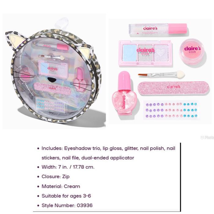KIDLOFT Claires Make Up Anak Naik Polish - Original USA Claire Unicorn Makeup - Leopard Bag