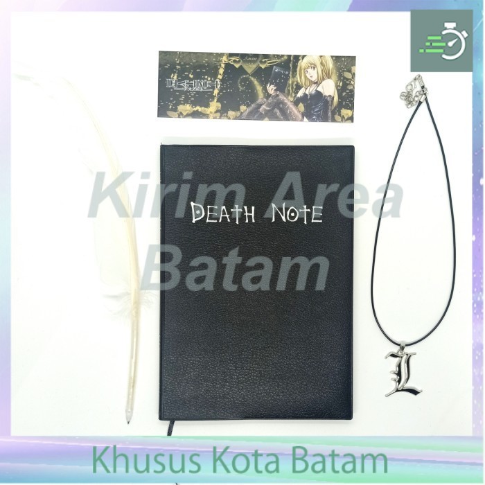 Set buku death note bonus kalung bookmark pena bentuk bulu putih