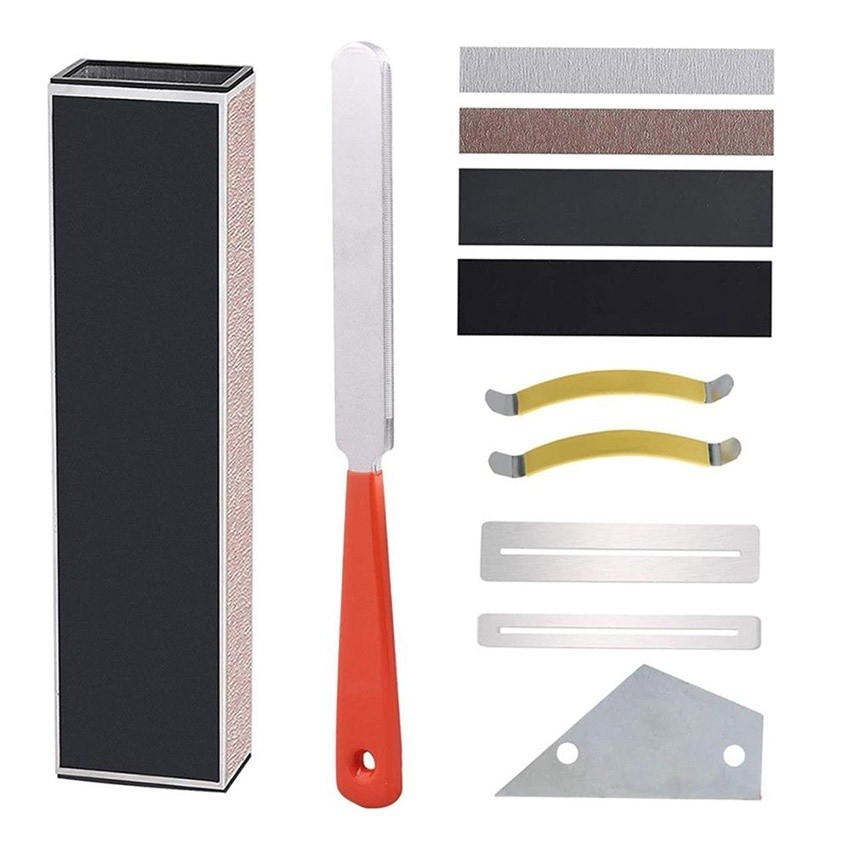 11Pcs Set Alat Luthier Perawatan Gitar – Perlengkapan Perawatan Fret Leveling & Crowning untuk Gitar