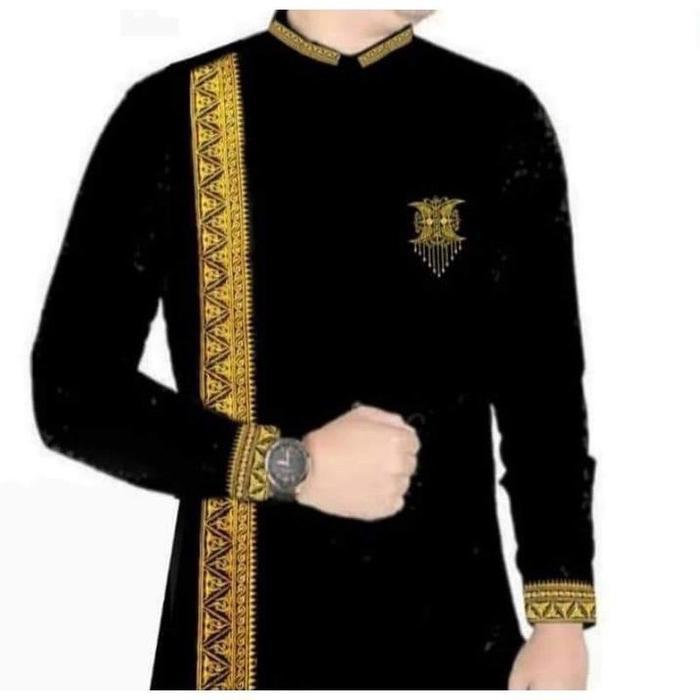 KOKO MOTIF ACEH BORDIR MOTIF KERAWANG KUALITAS  PREMIUM - Hitam Gold, S