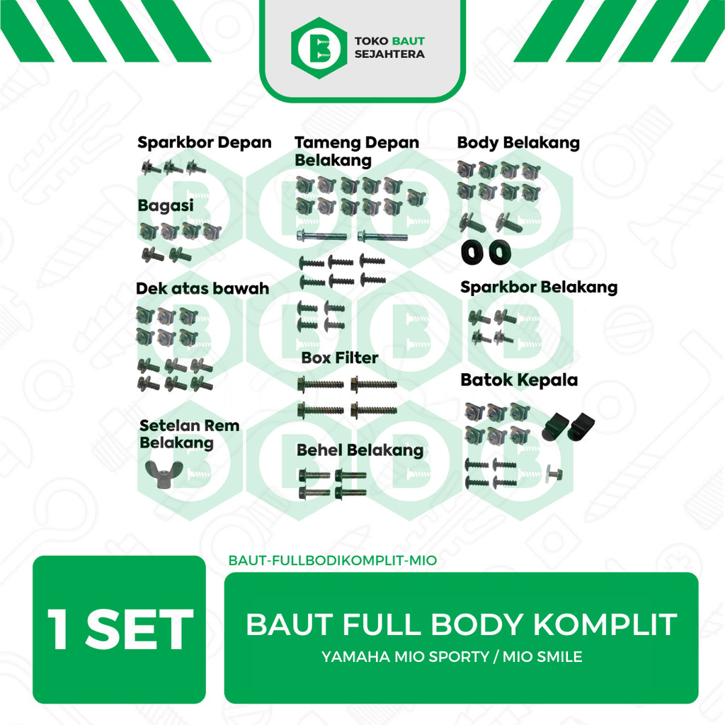 Baut Body Mio Sporty / Fullset Baut Yamaha Mio Sporty Mio Lama Lengkap Full body