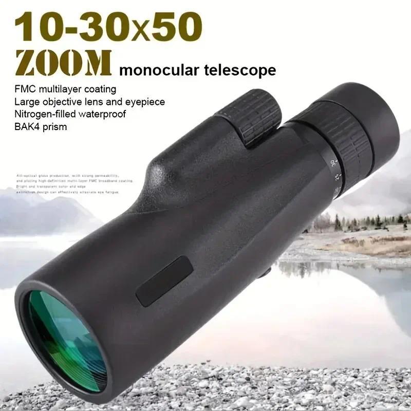 10-30x50mm Monocular Telescope Long Range Monocular Telescope Stepless Zoom Telescope for Outdoor Hu