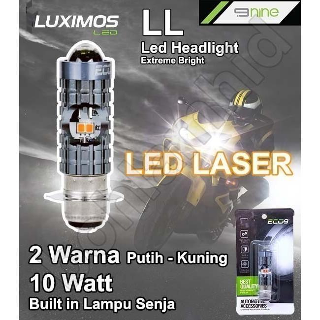 Lampu Motor Laser LED LL Luximos VARIO 110 10W 2Warna AC DC H6 M5 T19 ECO9 + Lampu Senja - PUTIH PUT