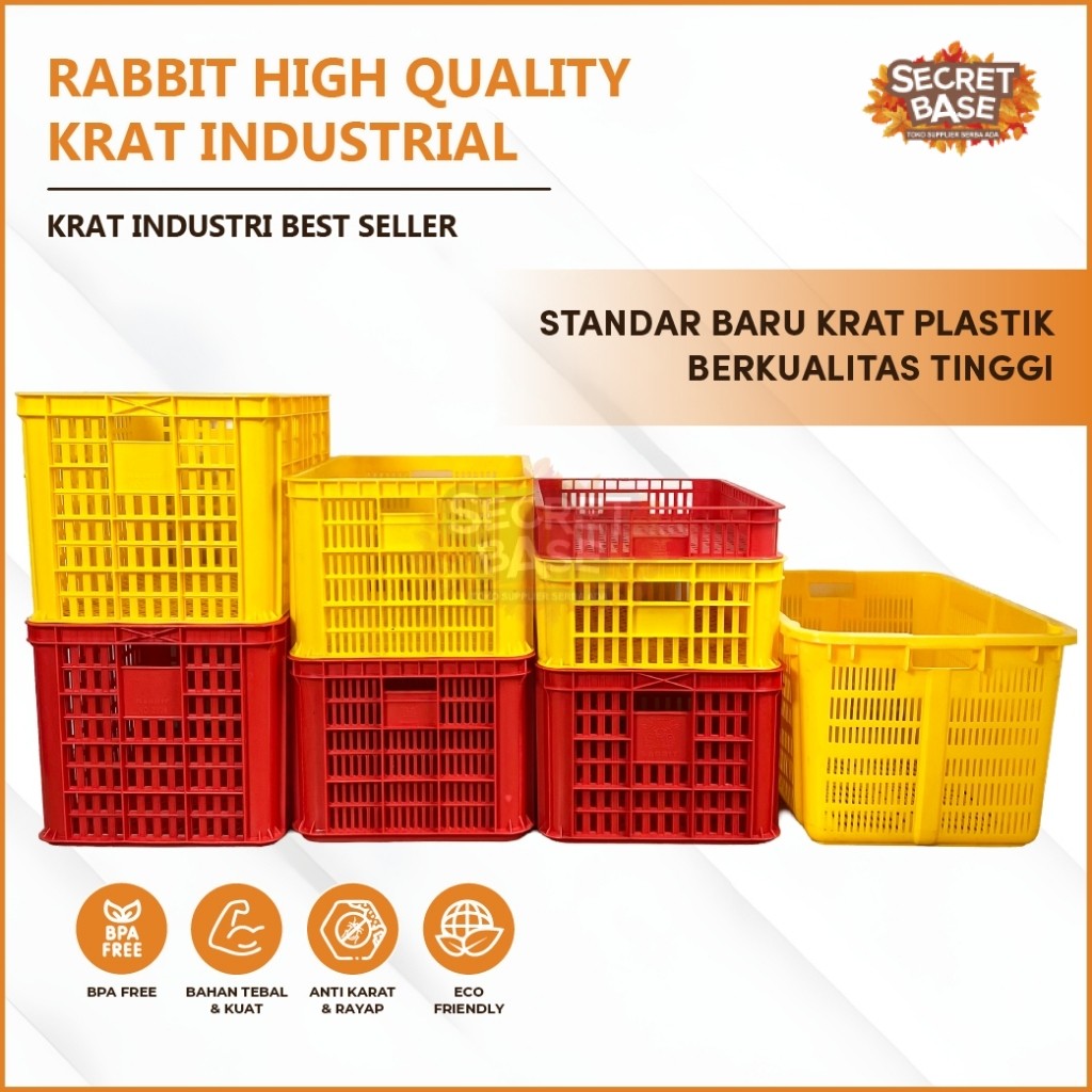 RABBIT HIGH QUALITY KRAT INDUSTRIAL Keranjang Serbaguna / Krat Industri Tebal / Keranjang Buah