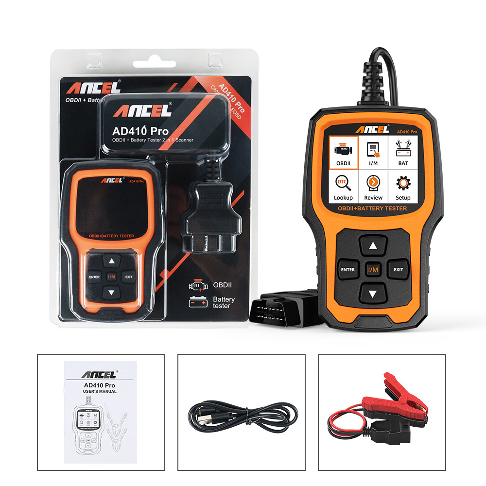 AD410 PRO 6V12V Car Battery Tester OBD2 Code Reader Engine Scan Tool Battery Analyzer OBI Scanner