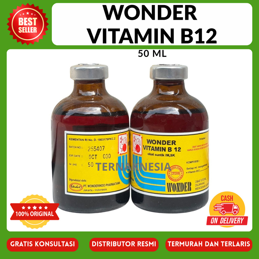Wonder Vitamin B12 50 ML - Vitamin B12 Anemia & Gangguan Pertumbuhan Hewan Ternak TERNAKNESIA