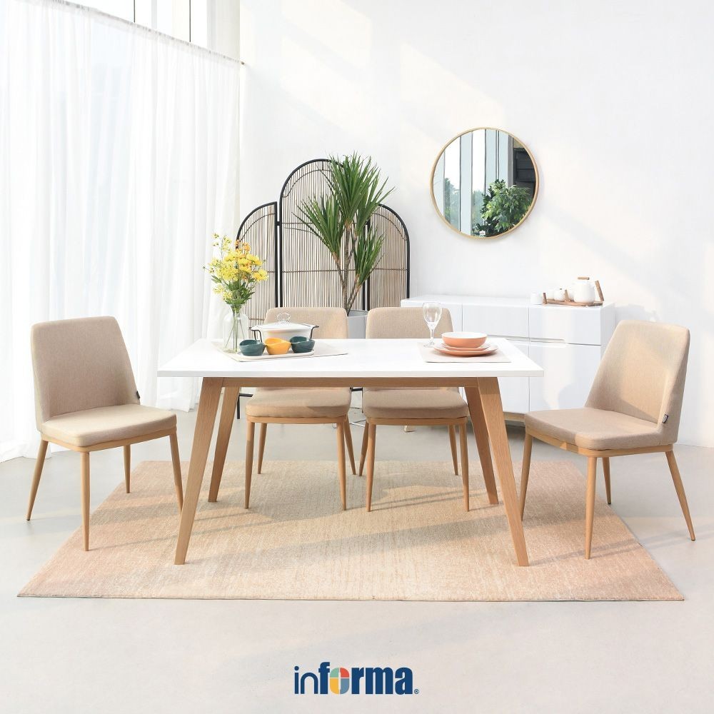 SPESIAL RAMADAN Informa Medford Meja Makan Normal - Putih Dining Table Dinner Table Meja Kursi Ruang