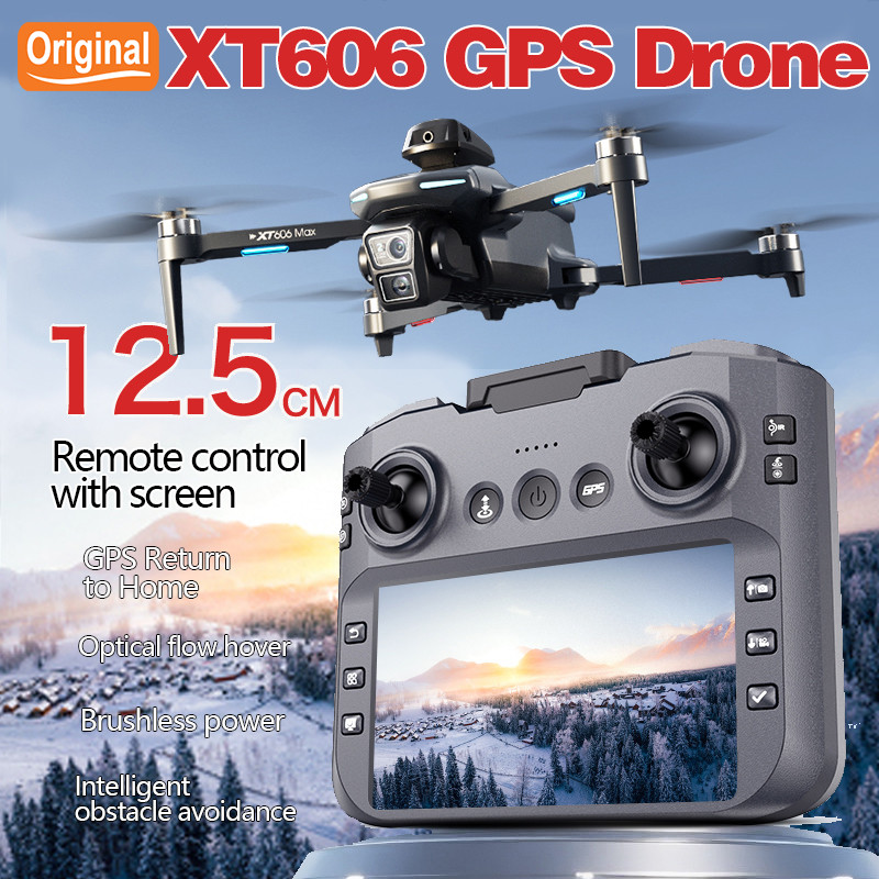 Drone GPS XT606 MAX Asli 4k Profesional Kamera HD 8K FPV Layar Sentuh Drone 360 °   Mainan Quadcopte