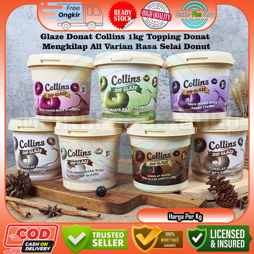 Collins Dip Glaze 1 Kg Topping Donat Mengkilap Selai Donut Kue Pasta Coklat Pisang Dipping Chocolate