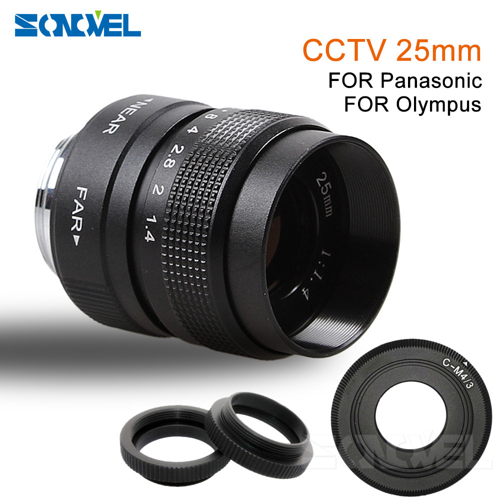 Lensa Kamera CCTV Fujian 25mm Fokus Film TV F1.4 C Mount untuk Olympus E-P1 P2 P3 P5 PL1 PL2 PL3 PL5