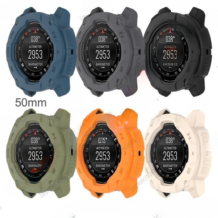 NEW TPU Case Garmin Instinct 3 50mm Solar Bumper Casing Soft Cover Pelindung Protector - 1-Black