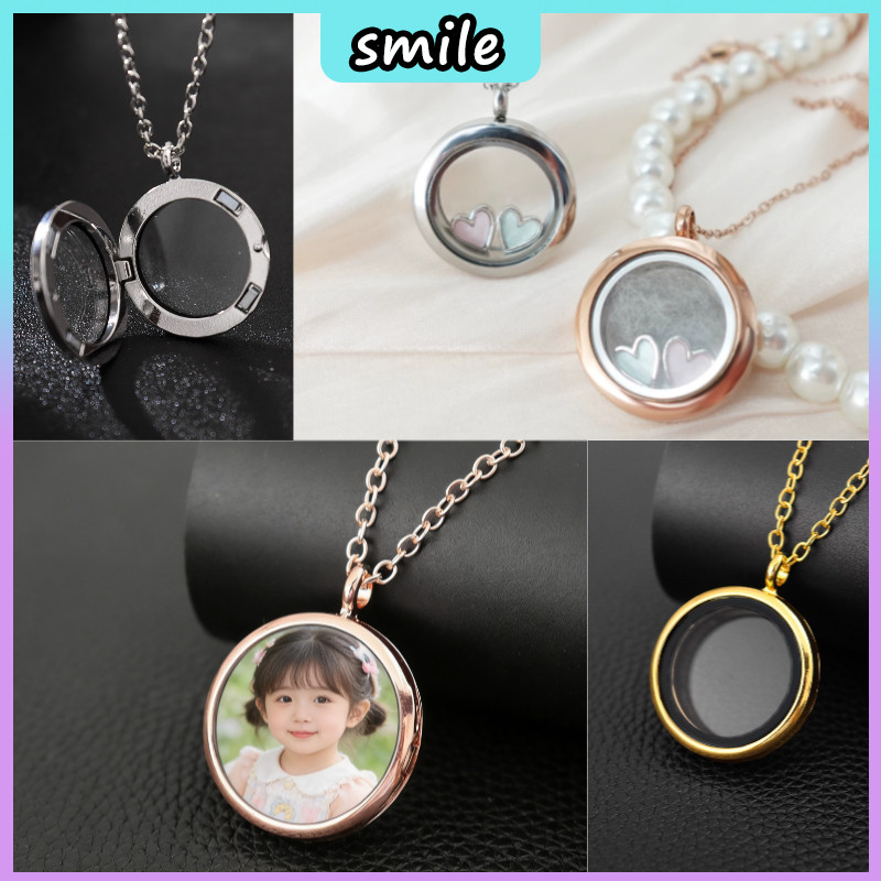 Ready- Photo Locket Necklace, Openable Round Pendant, Memorial Jewelry