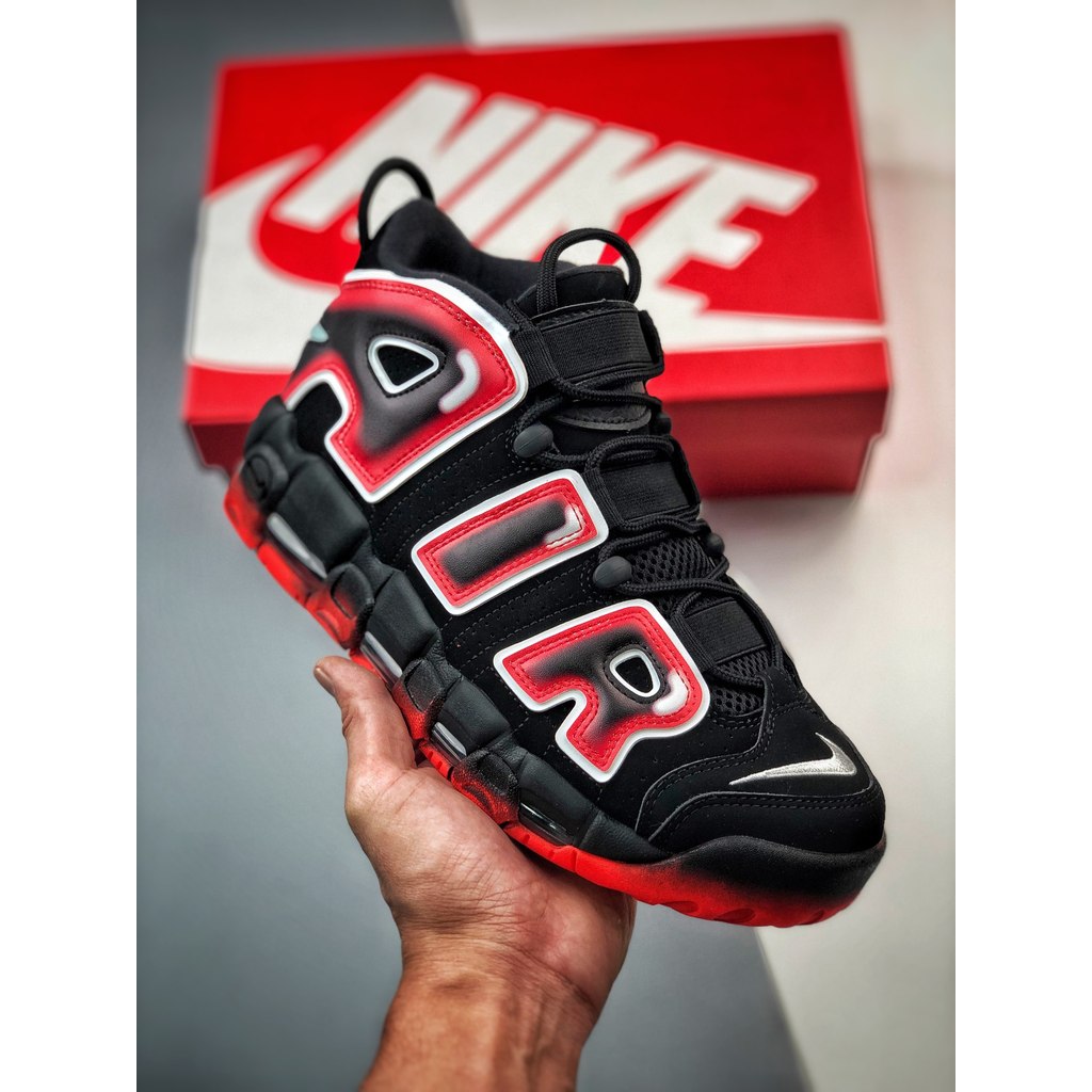 N1K3 A1R More Uptempo Sepatu olahraga kasual kelas atas Pippen terkuat berwarna hitam dan merah