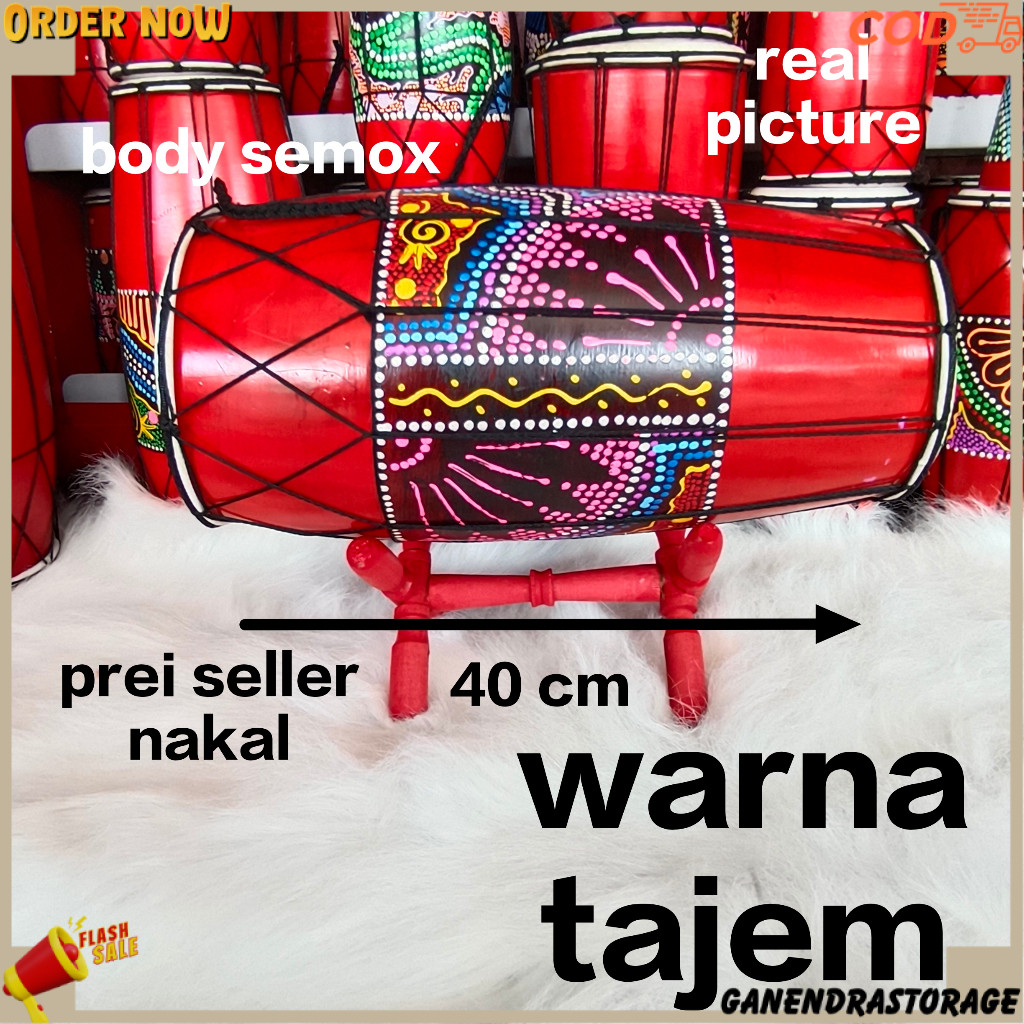 KENDANG JAWA 40 CM MOTIF & POLOS / kendang anak / kendang mainan / kendang pentas / kendang nangka /