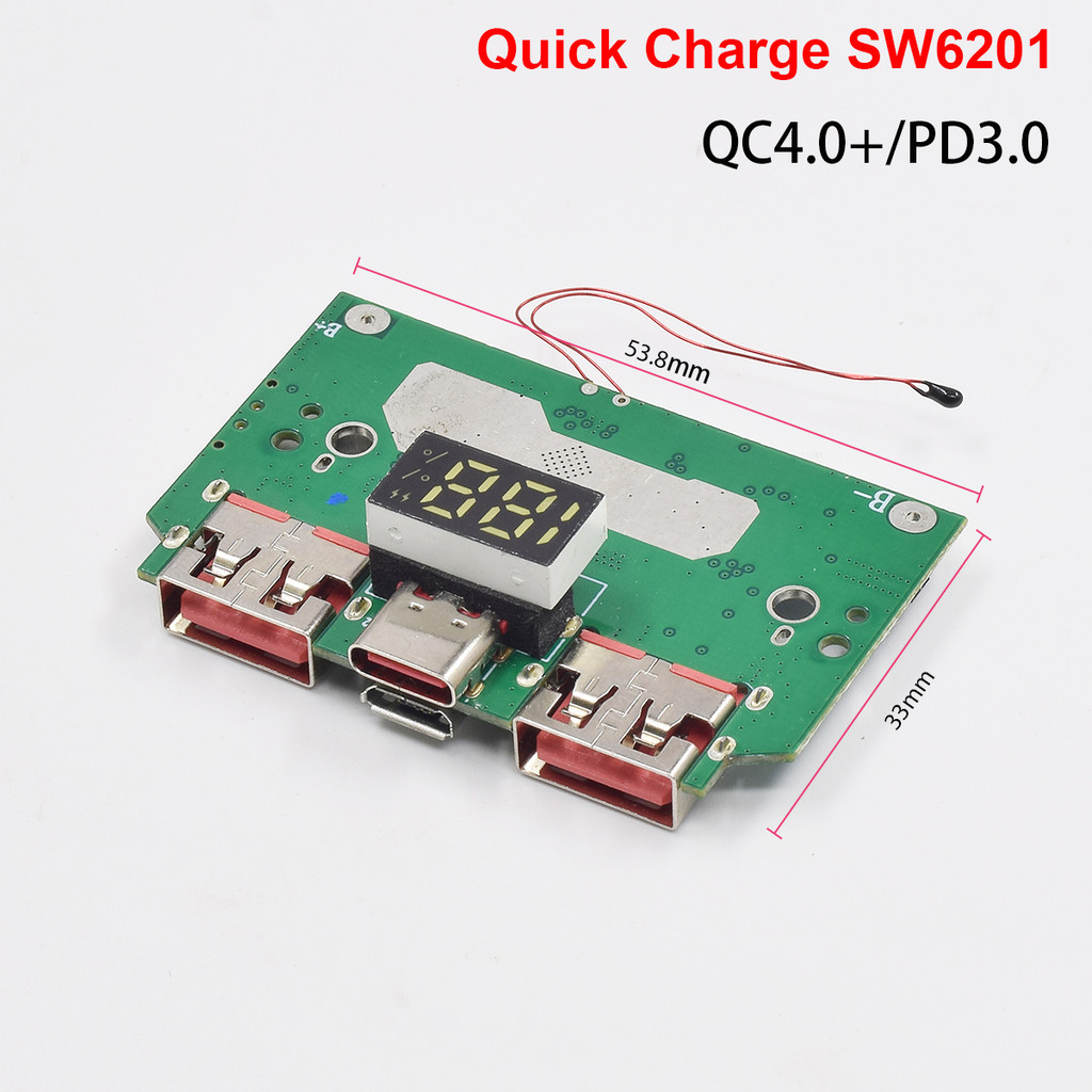 USB Type-C QC 4.0 PD SW6201 Quick arging PCB Board 5V-12V Fast arger Module for Lithium Li-ion 18650
