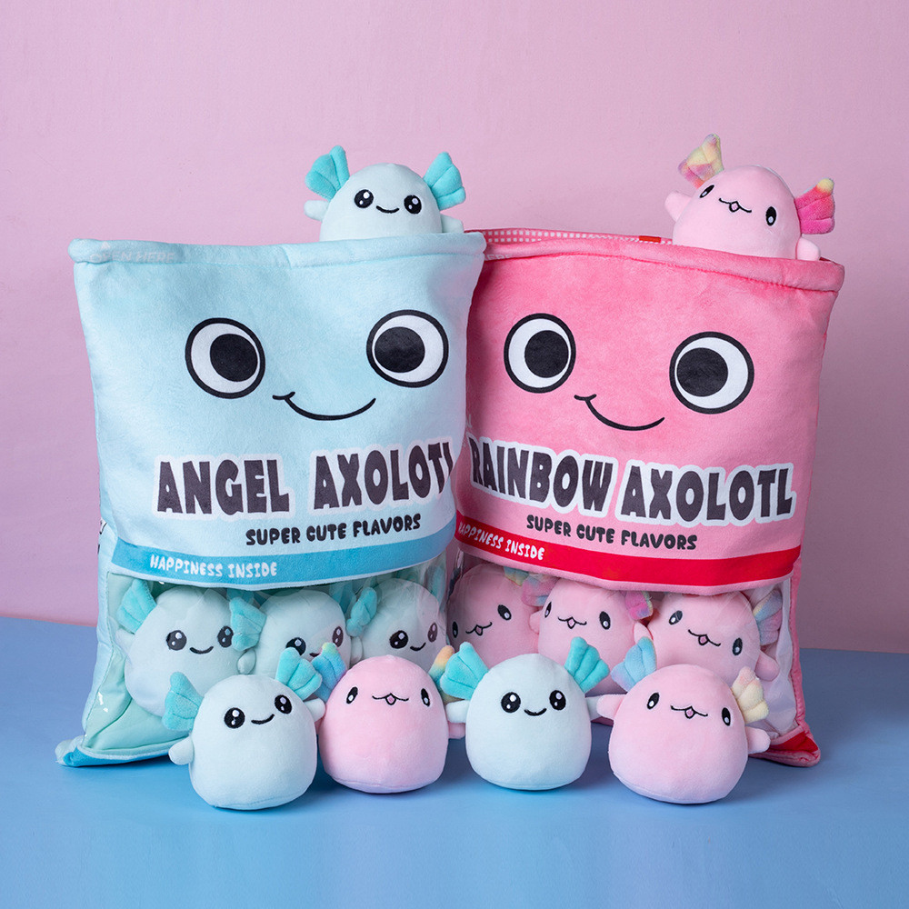 A Bag of Axolotl Plushie Snack Pillow With Mini Axolotl Ball Cartoon Axolotl Stuffed Animal Toy Birt