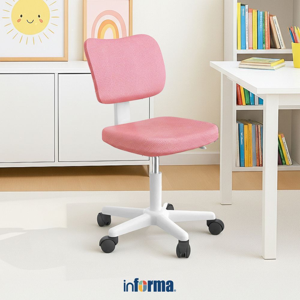 Informa Leeds Kursi Belajar Anak - Pink Tempat Duduk Dengan Roda Kids Study Chair Furniture Indoor K