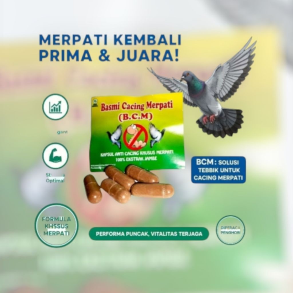 BCM BASMI CACING BURUNG MERPATI 1 SACHET OBAT JAMU BURUNG MERPATI SAKIT CACINGAN SEMUA JENIS CACING