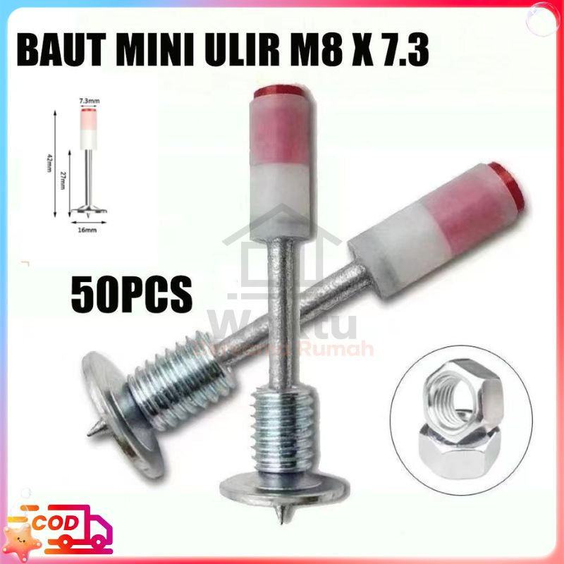 [COD]50/100pcs Paku Beton Ramset Paku Ramset Beton Paku Tembak Beton Dan Besi Standart Washer Besar 
