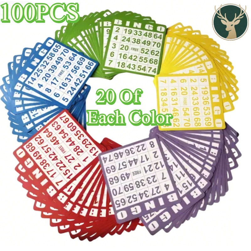 100Pcs 5 Warna Bingo Set/ Kartu Bingo Lengkap Besar Bingo Card /  Kartu Bingo /  Bingo Card / Kartu 