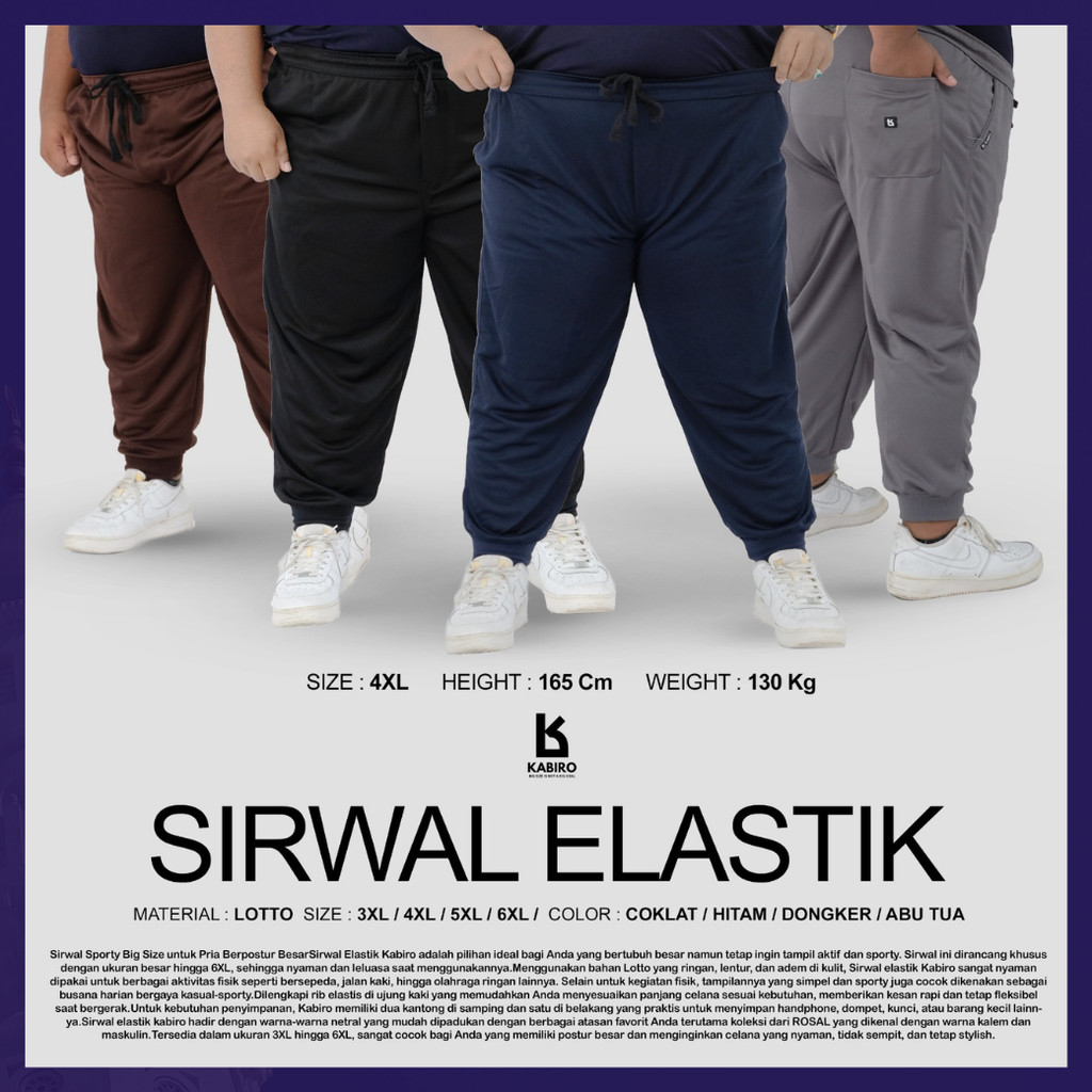 Sirwal Elastik KABIRO Pria Big Size 3XL-6XL Bahan Lotto Sporty Adem Nyaman