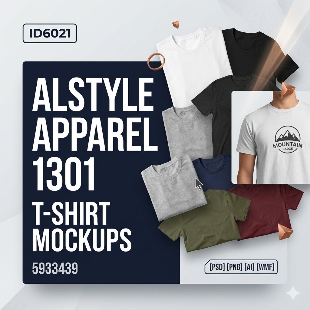 ID6021 - Alstyle Apparel 1301 T-shirt Mockups