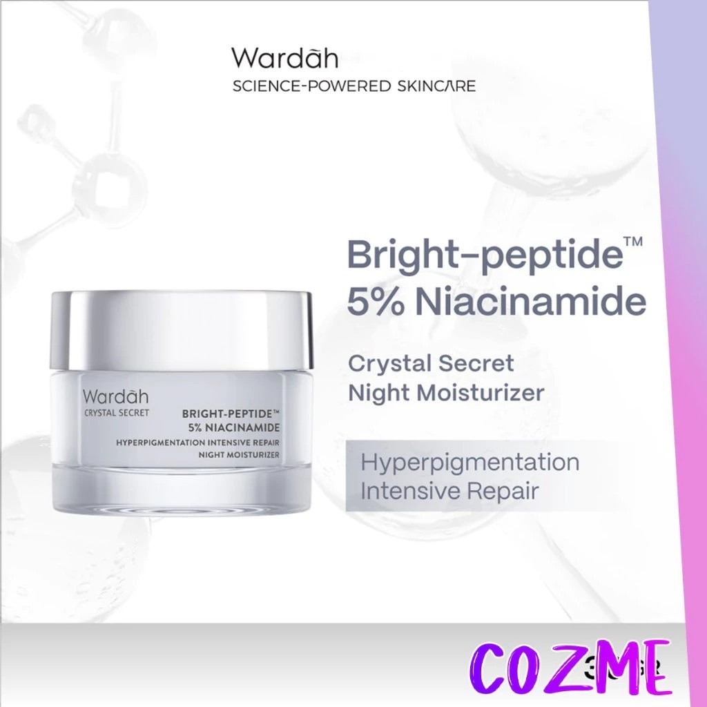 Wardah Moisturizer Crystal Secret Night Cream 30g - Bright-Peptide™ 5% Niacinamide Penghilang Flek H