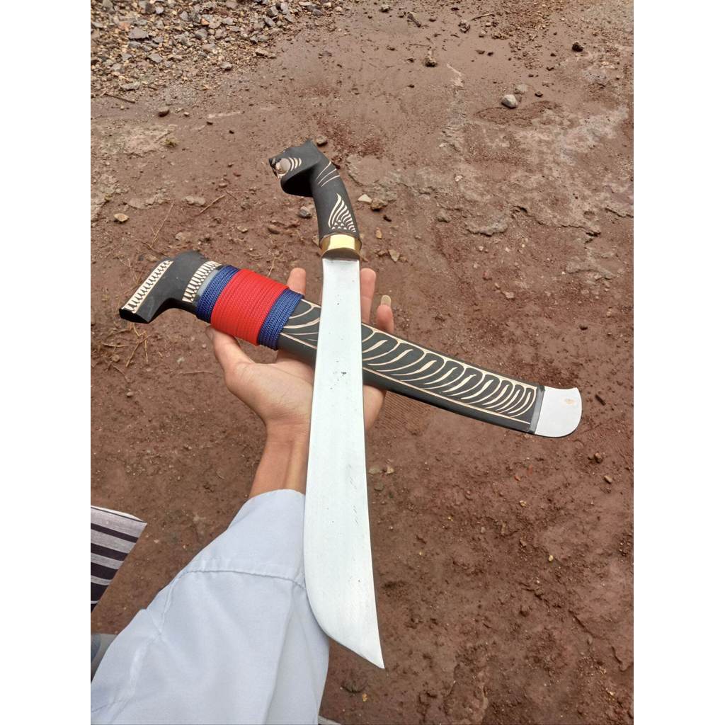 golok tebas ringan motif ukir macan