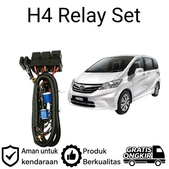 AM Relay Set Lampu Utama LED H4  Mobil Honda Freed 2009 2017