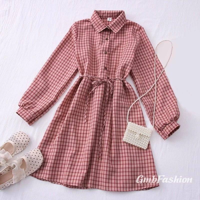 Tunik motif kotak-kotak korean style / tunik remaja terbaru bahan katun